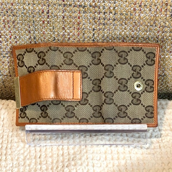 GUCCI GG Monogram Canvas Burned Orange Leather Trifold Key Holder Card Holder - Picture 3 of 16